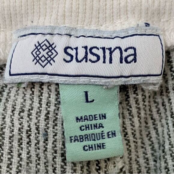 Susina Linen Blend Black White Striped Drawstring Waist Pants - Picture 8 of 11